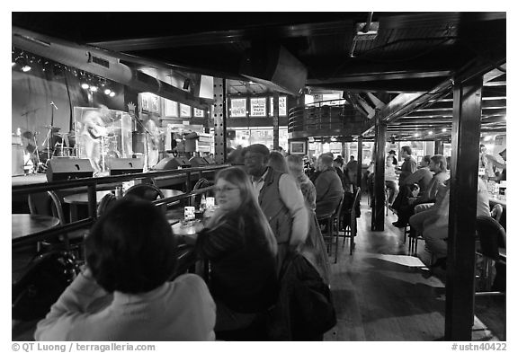 Bar with live music in Beale Street. Memphis, Tennessee, USA (black and white)