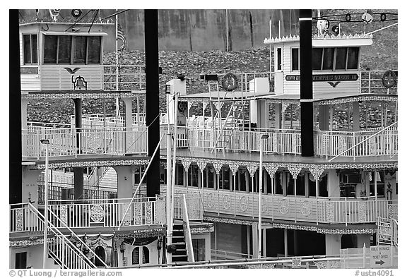 Wheelboats, Memphis. Memphis, Tennessee, USA (black and white)