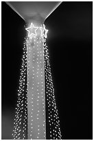 Christmas decorations on a water tower. Tennessee, USA (black and white)