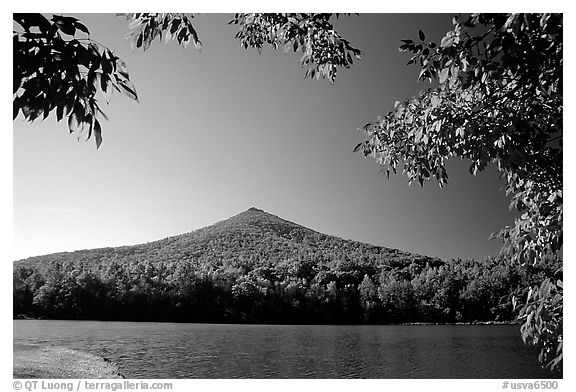 Otter peak framed by fall colors, Blue Ridge Parkway. Virginia, USA