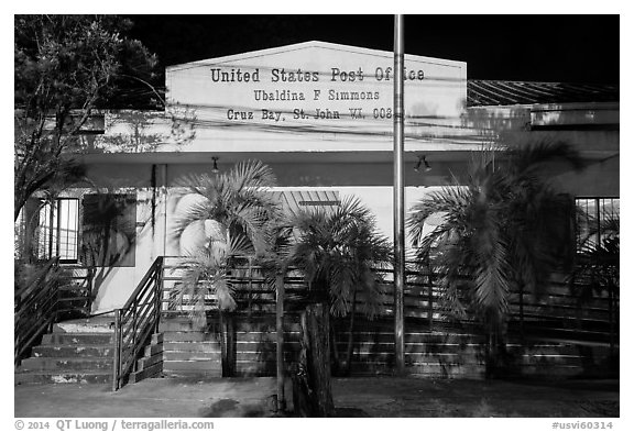Post office, Cruz Bay. Saint John, US Virgin Islands (black and white)