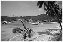 Cruz Bay yacht harbor. Saint John, US Virgin Islands ( black and white)