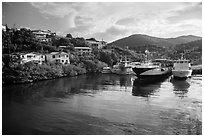 Ferry harbor, Cruz Bay. Saint John, US Virgin Islands ( black and white)