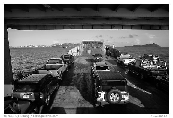 Car barge. Saint Thomas, US Virgin Islands (black and white)