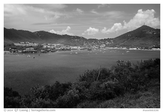 St Thomas harbor, Charlotte Amalie. Saint Thomas, US Virgin Islands (black and white)