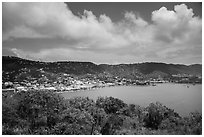 Charlotte Amalie harbor seen from Hassel Island. Saint Thomas, US Virgin Islands ( black and white)