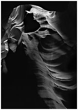 Slot canyon walls, Upper Antelope Canyon. Arizona, USA (black and white)