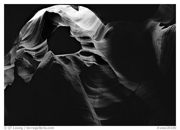 Sandstone walls sculpted by fast moving water, Upper Antelope Canyon. Arizona, USA