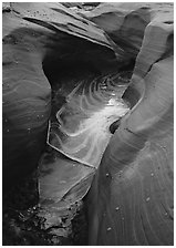 Frozen water and red sandstone, Water Holes Canyon. Arizona, USA (black and white)