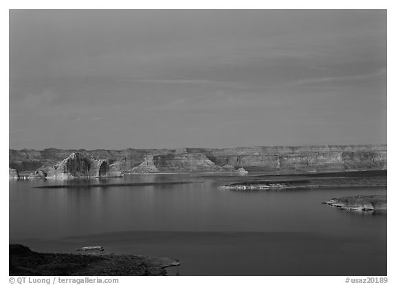 Lake Powell, blue hour. USA (black and white)