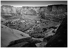 Canyon at dusk. Canyon de Chelly  National Monument, Arizona, USA ( black and white)