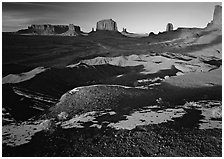 View from Ford point, late afternoon. Monument Valley Tribal Park, Navajo Nation, Arizona and Utah, USA (black and white)