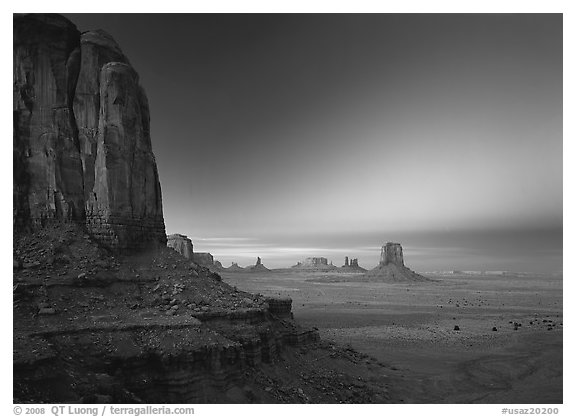 View from North Window at dusk. USA (black and white)