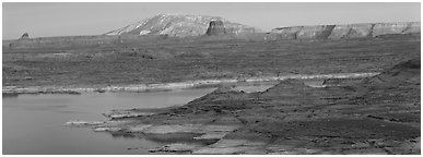 Lake Powell landscape, Glen Canyon National Recreation Area, Arizona. USA (Panoramic black and white)