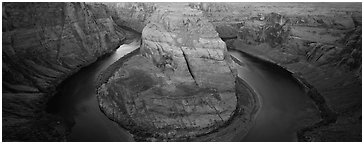 Colorado riverbend and cliffs. Arizona, USA (Panoramic black and white)
