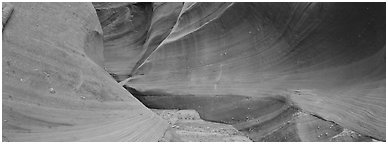Slot canyon walls. Arizona, USA (Panoramic black and white)