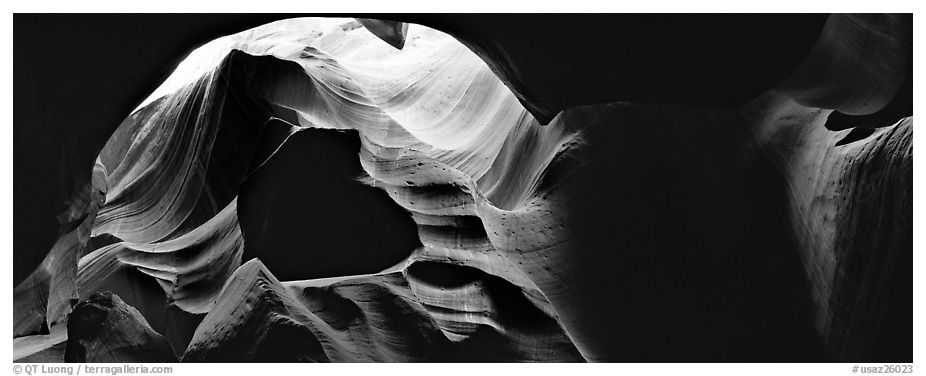 Slot canyon upper walls, Antelope Canyon. Arizona, USA (black and white)