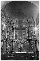 Altar, San Xavier del Bac Mission. Tucson, Arizona, USA ( black and white)