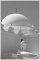 Whitewashed dome, San Xavier del Bac Mission. Tucson, Arizona, USA ( black and white)