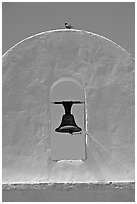 Bell, San Xavier del Bac Mission (the White Dove of the Desert). Tucson, Arizona, USA (black and white)