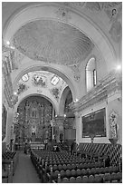 Chapel, San Xavier del Bac Mission. Tucson, Arizona, USA ( black and white)