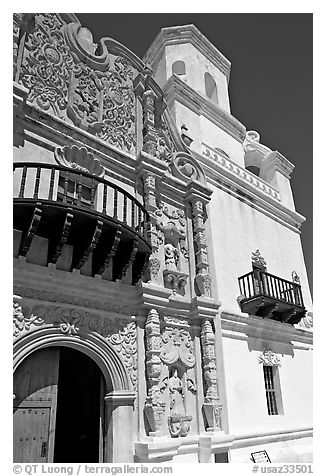 Facade and tower, San Xavier del Bac Mission. Tucson, Arizona, USA