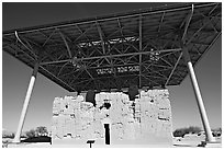 Prehistoric Big House, Casa Grande Ruins National Monument. Arizona, USA (black and white)