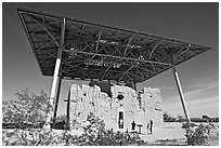 Hohokam house, Casa Grande Ruins National Monument. Arizona, USA ( black and white)