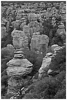 Rhyolite spires. Chiricahua National Monument, Arizona, USA (black and white)