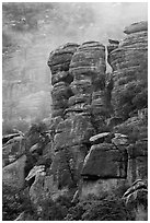 Pinnacles and fog. Chiricahua National Monument, Arizona, USA ( black and white)