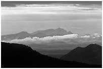 Desert mountains with storm clouds. Chiricahua National Monument, Arizona, USA ( black and white)