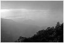 Vegetated ridge and storm. Chiricahua National Monument, Arizona, USA (black and white)