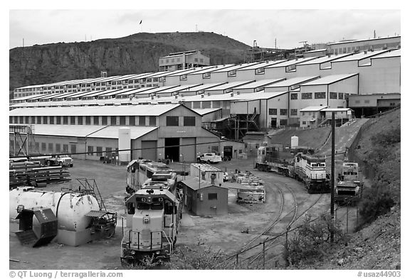 Morenci concentrator building. Arizona, USA (black and white)