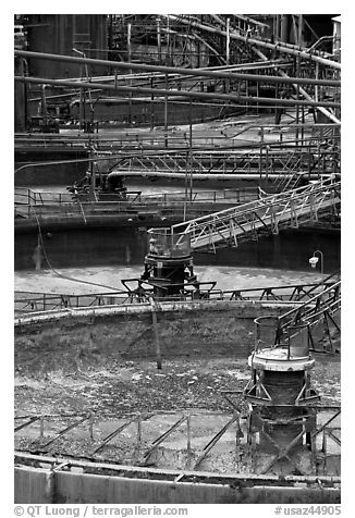 Concentrator detail, Morenci. Arizona, USA (black and white)