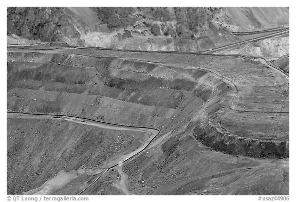 Terrain detail, Morenci mine. Arizona, USA (black and white)