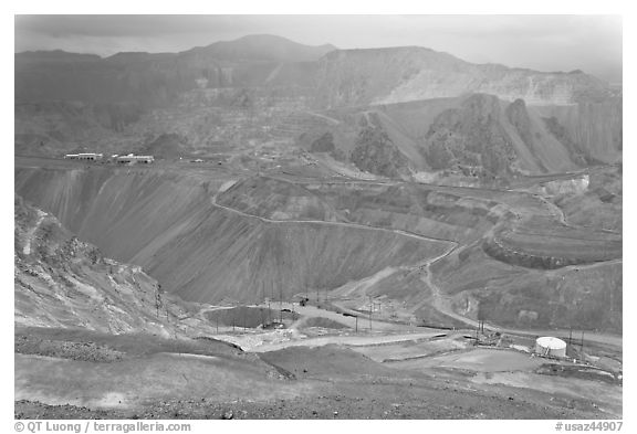 Copper mining operation, Morenci. Arizona, USA (black and white)