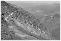 Terraces in open-pit mine, Morenci. Arizona, USA (black and white)