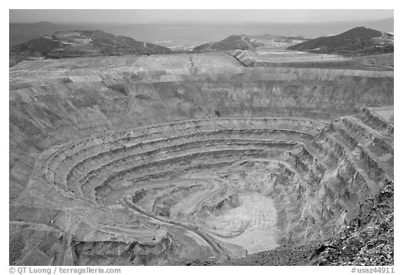 Open pit mine, Morenci. Arizona, USA (black and white)