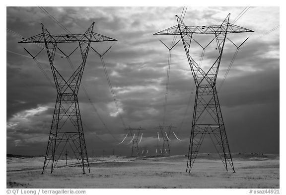 Power lines and storm clouds. Arizona, USA