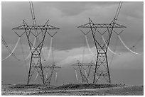 High voltage power lines. Arizona, USA (black and white)