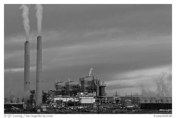 Coal fired generating station at dusk, near Holbrook. Arizona, USA