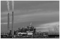 Coal fired generating station at dusk, near Holbrook. Arizona, USA (black and white)