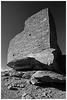 Masonary wall, Wukoki pueblo, Wupatki National Monument. Arizona, USA (black and white)