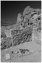Wall detail, Wupatki Pueblo, Wupatki National Monument. Arizona, USA (black and white)
