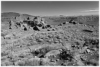 Sinagua culture site. Wupatki National Monument, Arizona, USA ( black and white)