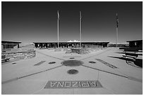 Four Corners Quadripoint. Four Corners Monument, Arizona, USA ( black and white)