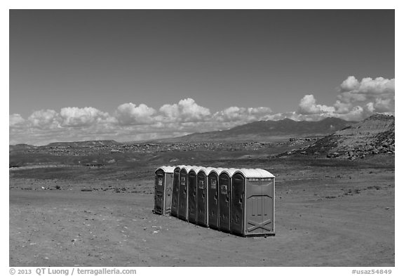 Portable toilets in desert. Four Corners Monument, Arizona, USA