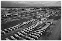 Aerial view of Davis Monthan Airforce Boneyard. Tucson, Arizona, USA ( black and white)