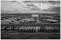 Aerial view of airforce boneyard. Tucson, Arizona, USA ( black and white)