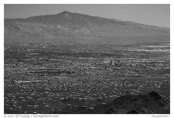 Tucson from Wasson Peak. Tucson, Arizona, USA (black and white)